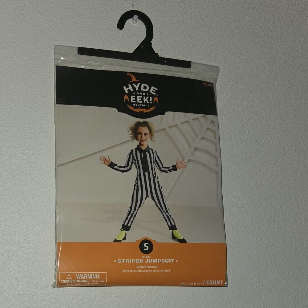 NEW Striped Jumpsuit Halloween Costume Boy Girl Small Black White Beetlejuice